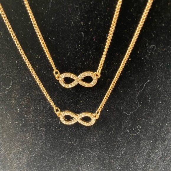 To Infinity Two Layer Necklace Gold Tone - Picture 8 of 10